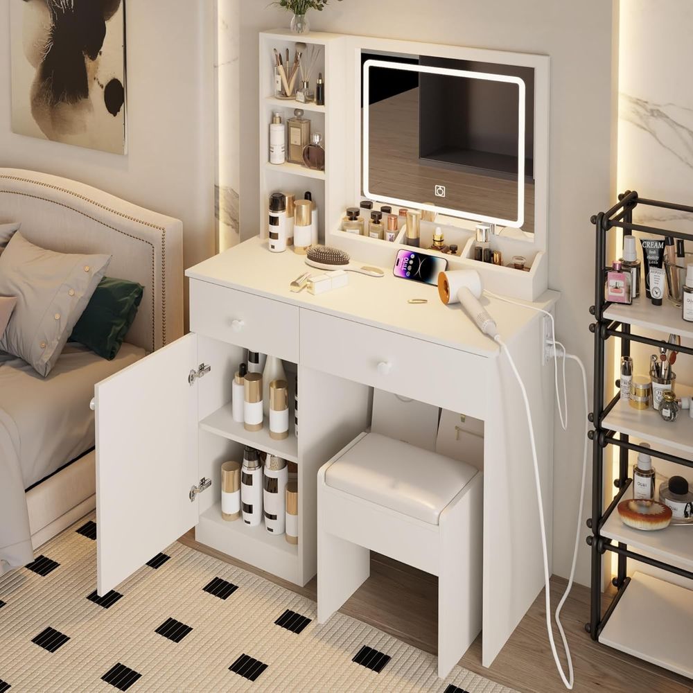 Beauty Makeup Outlet - Ensemble coiffeuse Dring avec grand espace