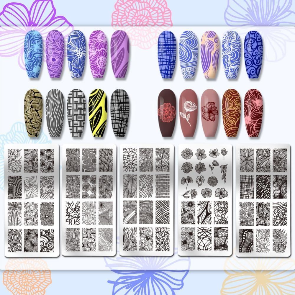 5 pièces de pochoirs pour nail - Nail Art Stamping Kit avis et prix